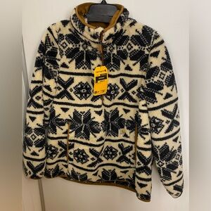 Carhartt Women Sherpa Fleece Pullover Loose Fairisle Large 12 - 14 OJ6470W NEW